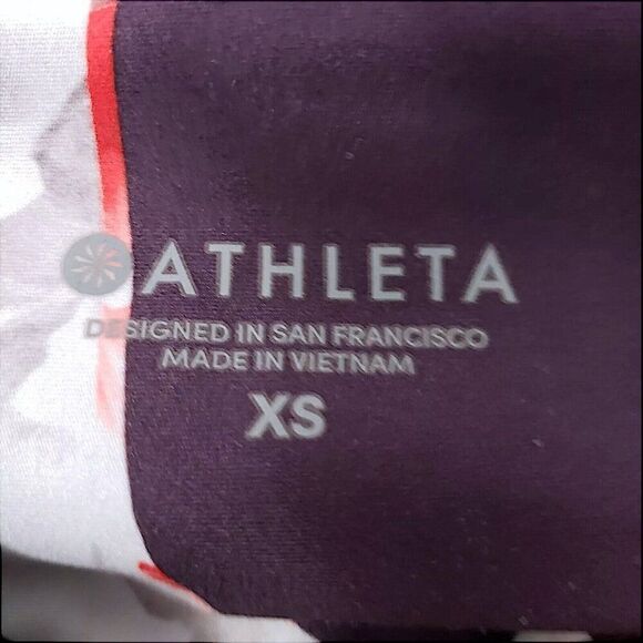 Athleta Leggings XS Salutation Stash Pocket Floral Magnolia Tight Regal Plum - Picture 8 of 11